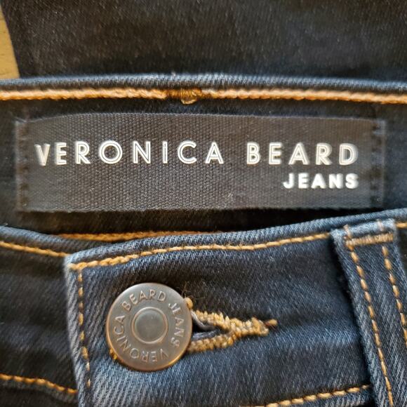 Veronica Beard Debbie 10" Skinny Side Stripe Jeans Dark Slate Wash Size 25 - Picture 9 of 12